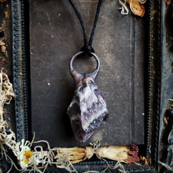 Chevron Amethyst Electroformed Necklace - Picture 4 of 8